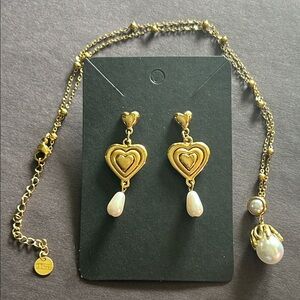 Pearl Earrings and Necklace Set